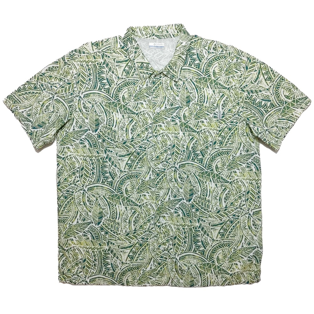 COLUMBIA Men's Short Sleeve Trollers Best‎ Shirt FM7011 Green Ferns Floral XL
